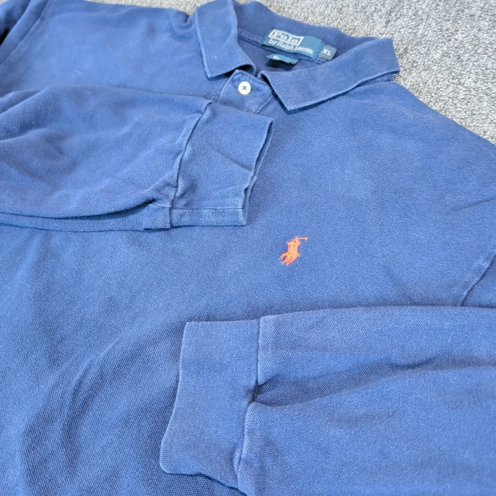 Polo Ralph Lauren Classic Long Sleeve Polo Shirt Mens XL Blue 100% Cotton Pique